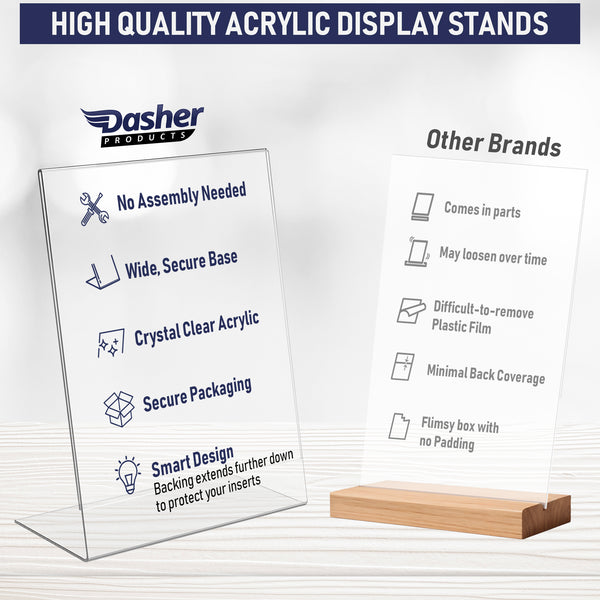 Acrylic Sign Holder 8.5 x 11, Slant Back Acrylic Display Stands, A Frame Flyer Holder for Office, Paper Stand Menu Holder, Table Sign Holders, Sign Holder Stand, Acrylic Stands for Display (6 Pack)