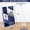 Slant Back Acrylic Sign Holder - 8.5 x 11 Inches Premium Portrait Ad Frames, Table Sign Display Holder, Clear Easel Style Frame, Plastic Brochure Holder for Home, Office, Store, Restaraunt (6 Pack)