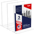Acrylic Sign Holder 8.5 x 11 - Acrylic T Shape Table Top Display Stand, Double Sided, Bottom Load, Portrait Style Menu Ad Frame. Perfect for Restaurants, Promotions, Photo Frames, Classroom (3 Pack)