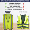 Safety Vest with High Visibility - 2 Inch Reflective Strips, Bright Neon Yellow, Breathable Polyester Mesh Fabric, ANSI ISEA Class Unrated, Hi Viz All Day and Night (10 Pack - Small-Large)
