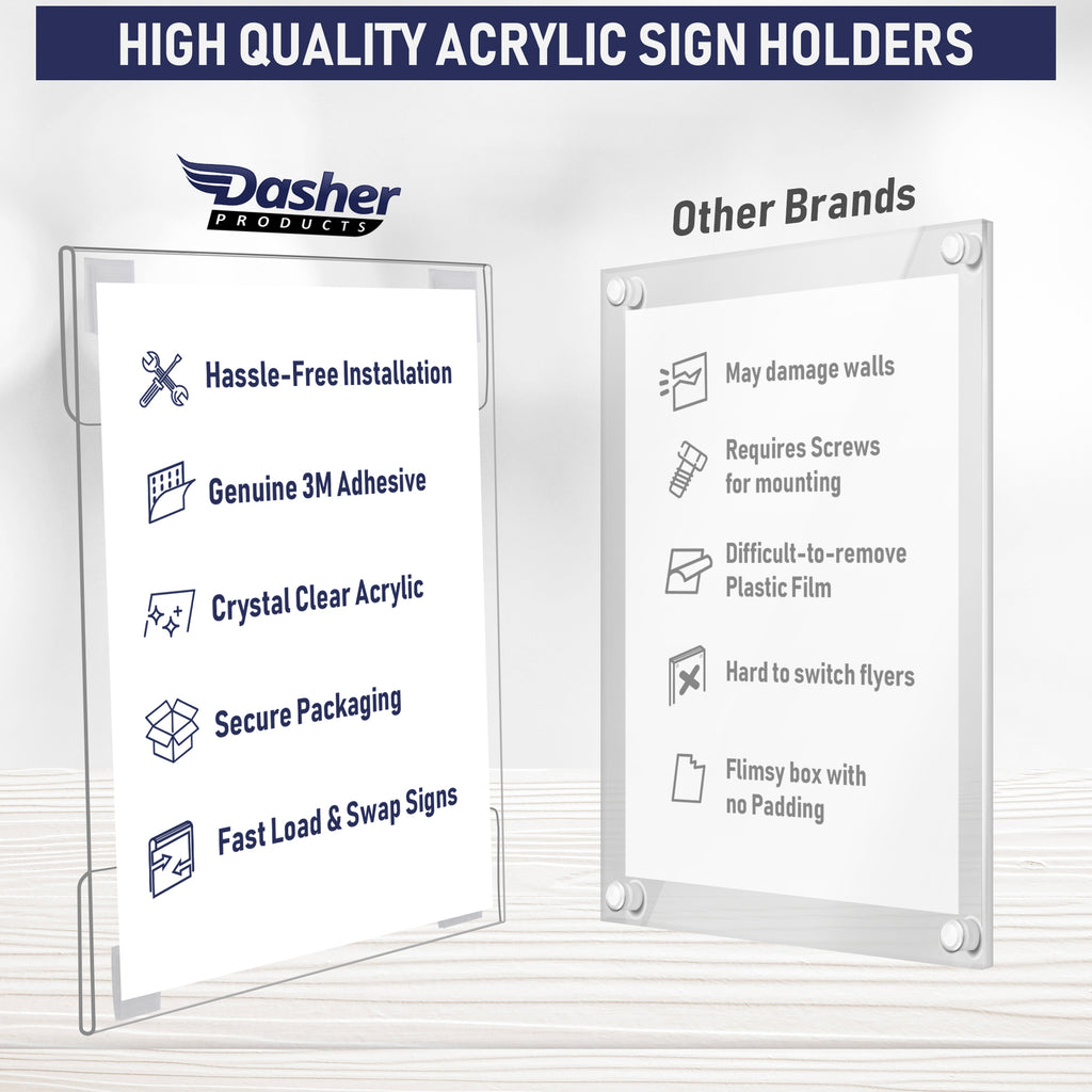 Acrylic Sign Holder with Hook and Loop Adhesive, 5 x 7 inches - Portra ...