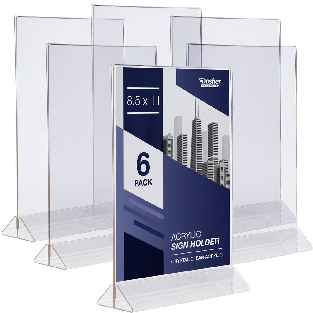 Acrylic Sign Holder 8.5 x 11 - T Shape Menu Holder with Easy Bottom Lo ...