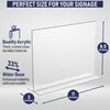 Acrylic Sign Holder 11 x 8.5 - Acrylic T Shape Table Top Display Stand, 6 Pack, Double Sided, Bottom Load, Landscape Style Menu Ad Frame. Perfect for Restaurants, Promotions, Photo Frames, Classroom