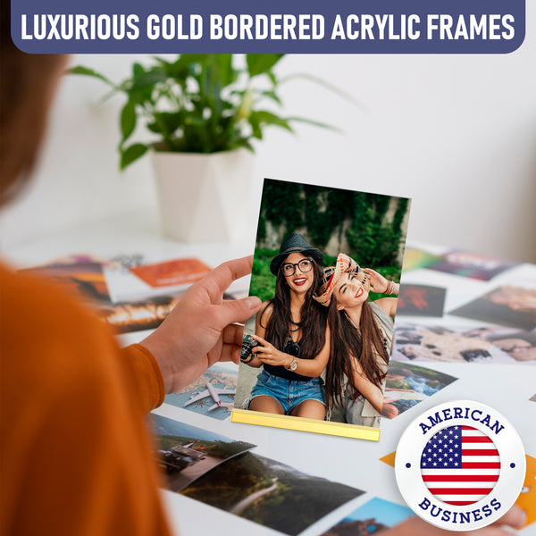 5x7 Luxurious Acrylic Gold Frames, 6 pack, Stunning Photo Displays, Enhance Your Event Ambience with Exquisite Gold Table Number Holders, Showcase Memories in Style with Elegant Gold Sign Holder