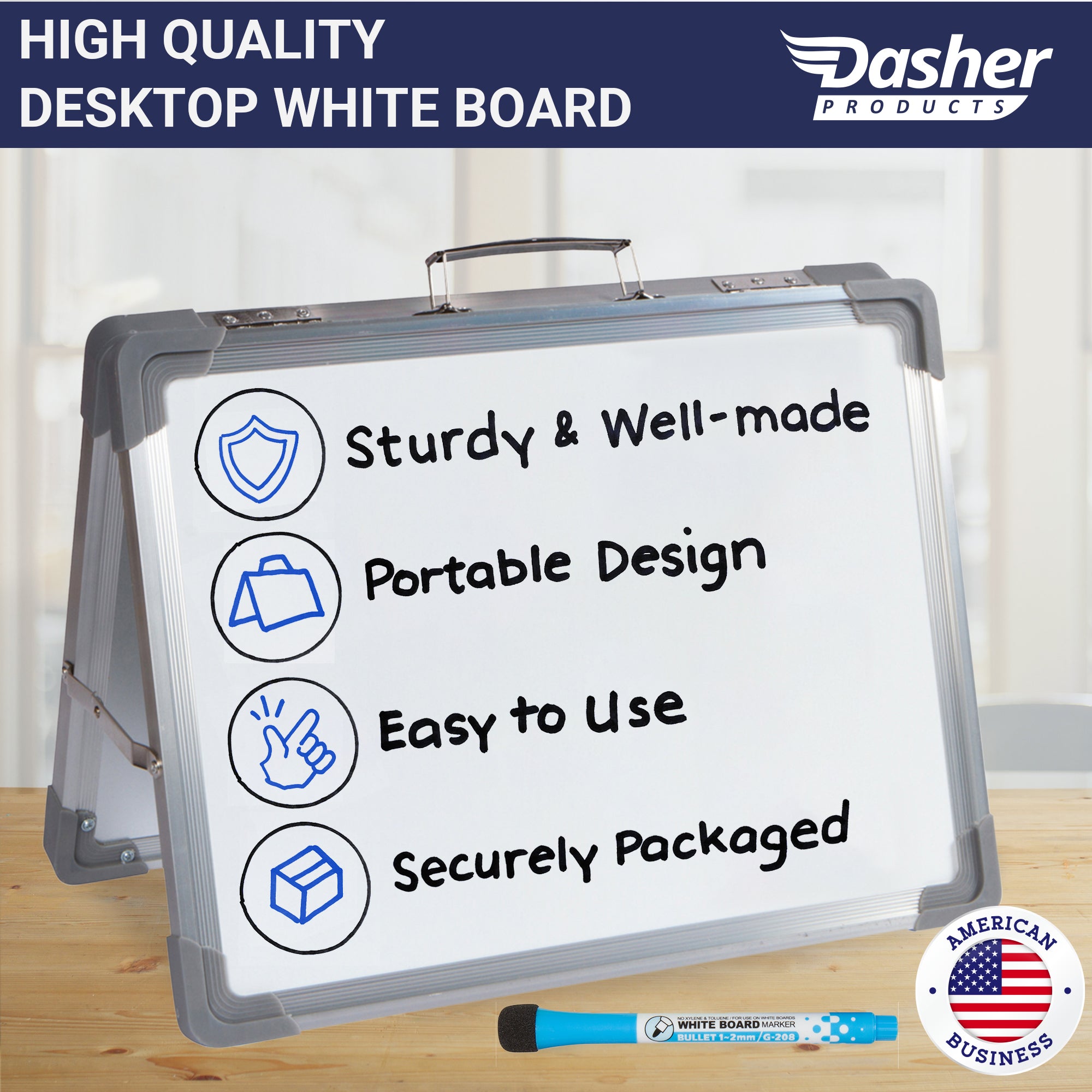Dry Erase White Board- 16X12 Large Magnetic Desktop Whiteboard