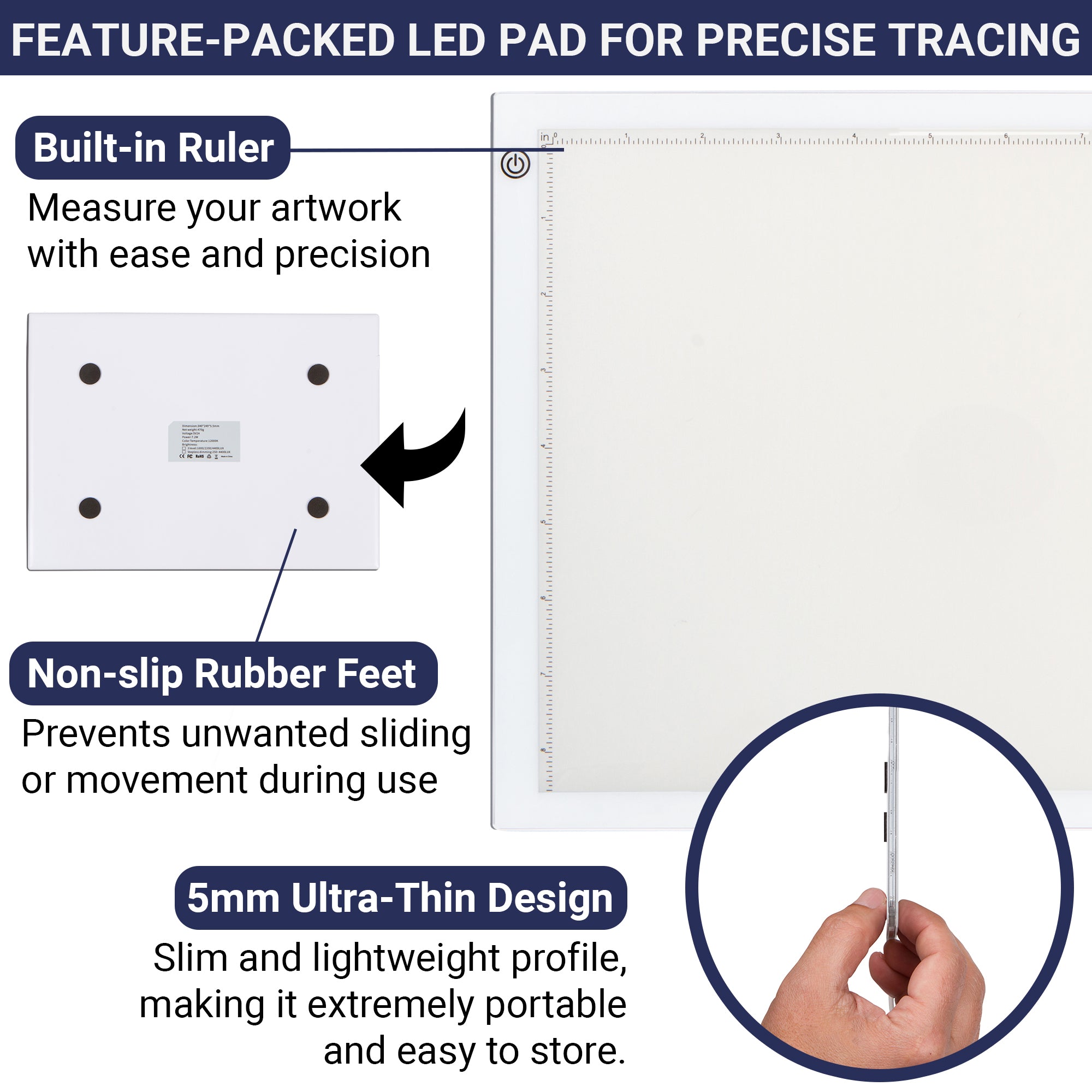 LED Tracing Light Box, Ultra Thin Light Pad with Adjustable Brightness ...