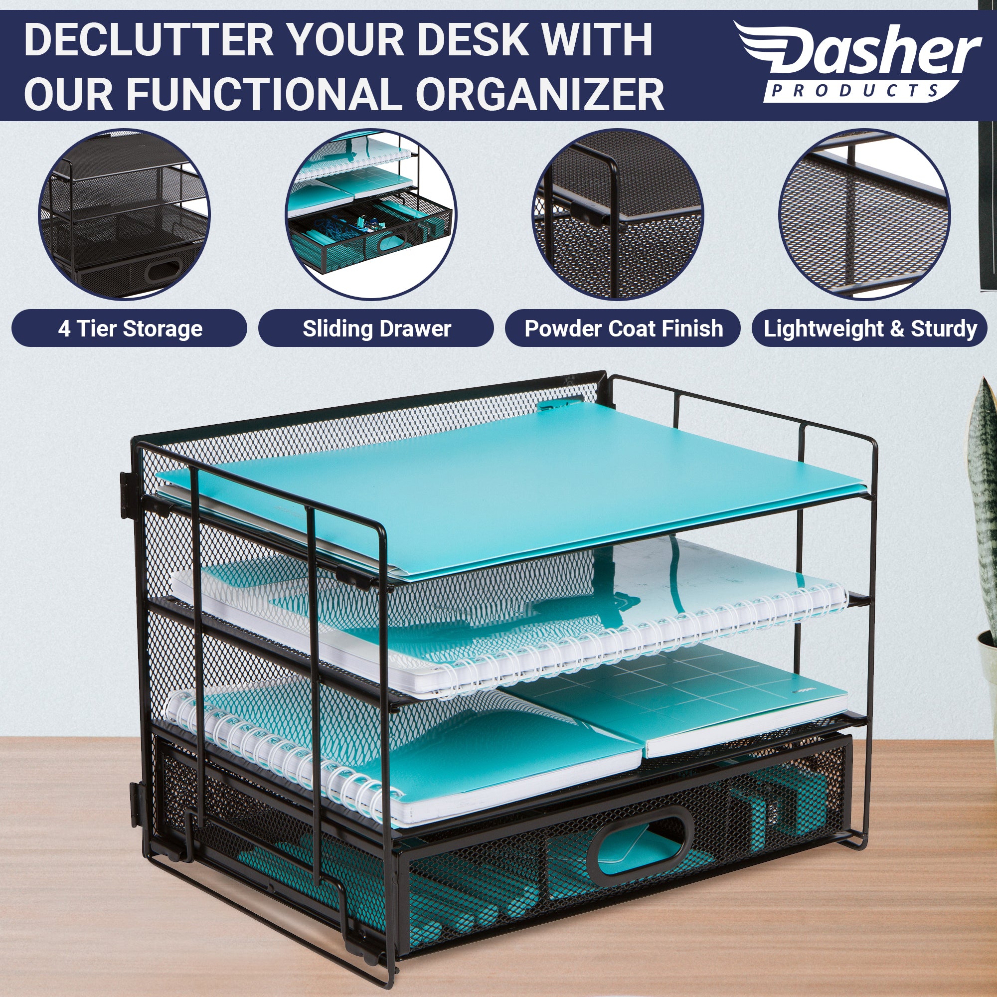 1pc Under Desk Tissue Storage Drawer And Office Supplies Organizer