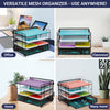 Mesh Office Organizer for Desk  Desk Organizer with 4 Tiers and Sliding Drawer for Storing Office Supplies, Files, Folders, Pens, Pencils. Black Desktop Organizers for Home or Office Storage (4 Tier)