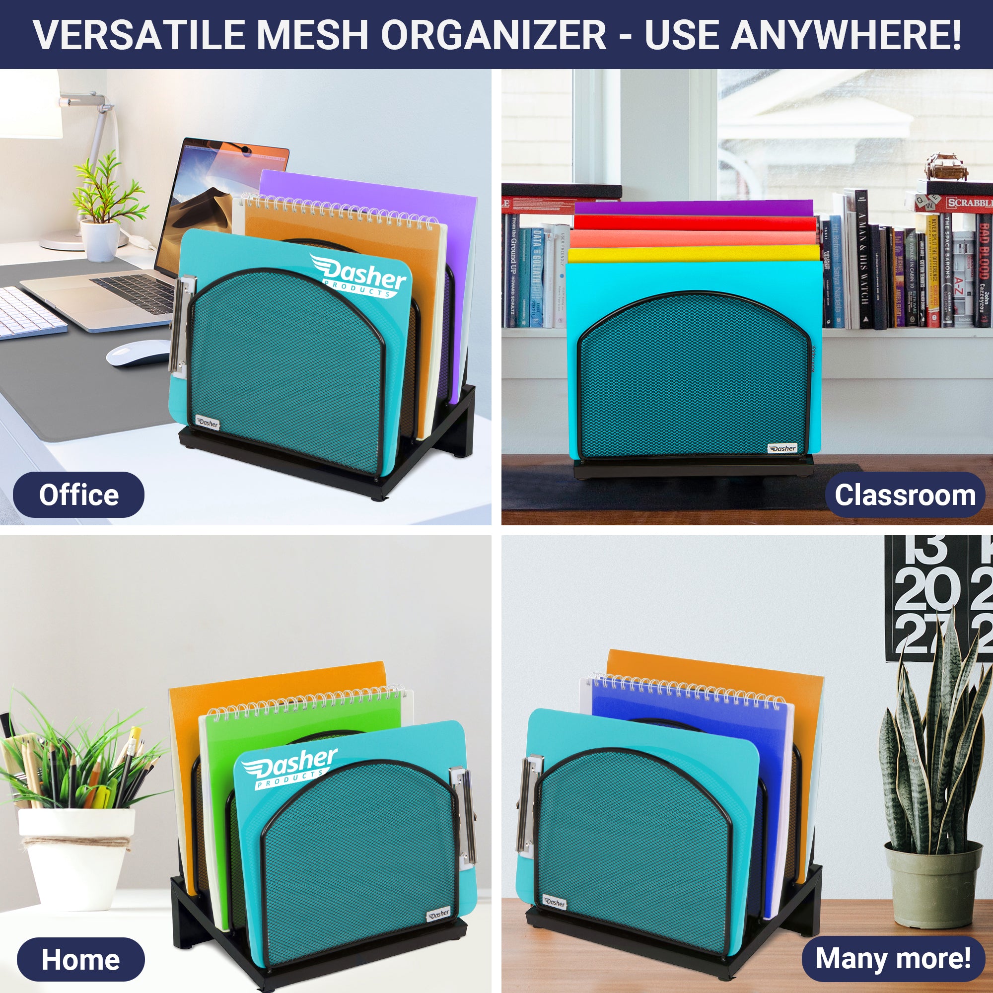 Inclined File Sorter Desk Organizer - File Rack with 5 Upright Section ...