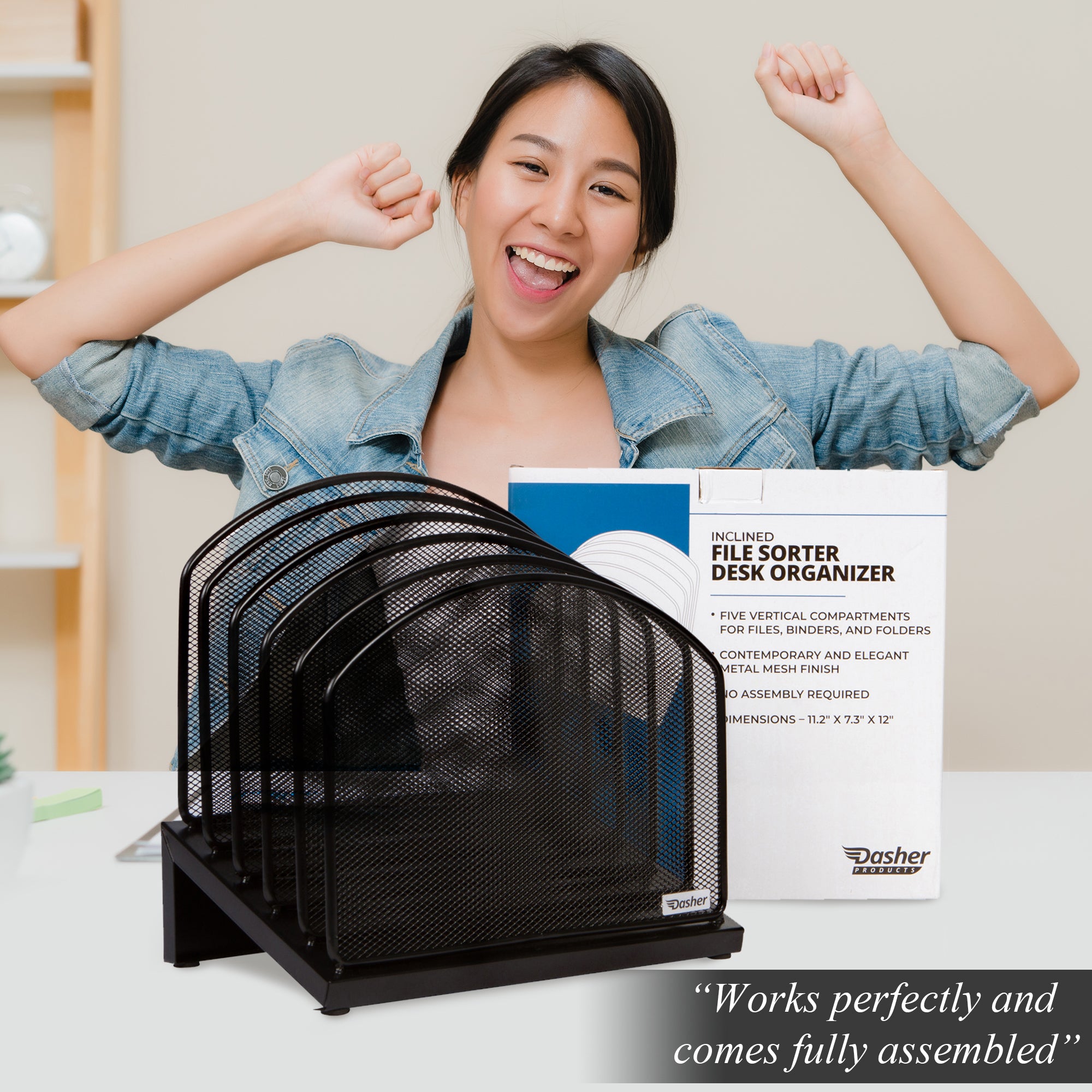 Inclined File Sorter Desk Organizer - File Rack with 5 Upright Section ...