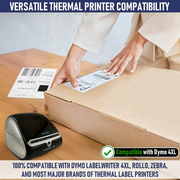 Dasher Products Thermal Shipping Labels with RFID Chip Compatible with Dymo LabelWriter 5XL 1744907 4x6 Internet Postage Labels, Water Resistant, Strong Adhesive, Perforated, 220 per Roll (4 Pack)