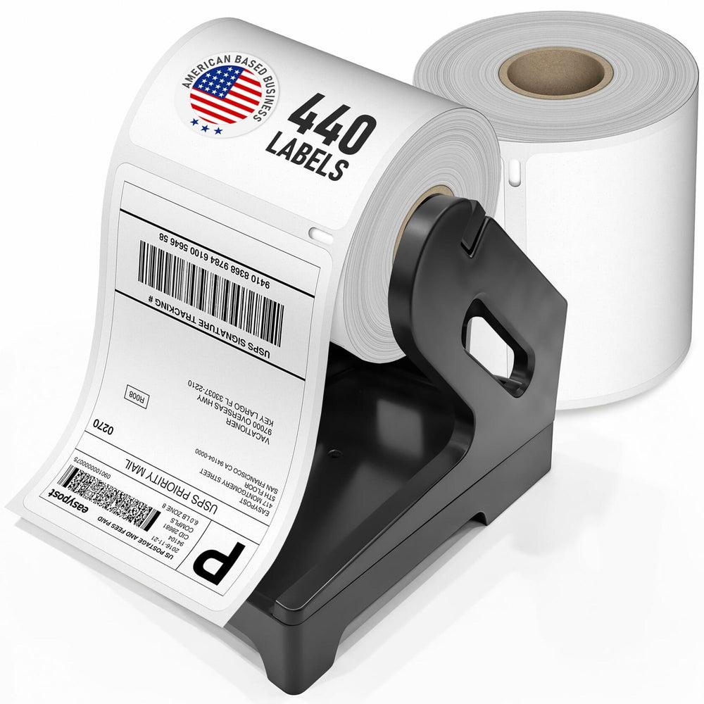Shipping Labels Compatible with Dymo LabelWriter 4XL 1744907-4x6 Thermal Postage Labels, Water & Grease Resistant, Strong Adhesive, Perforated, BPA Free, 220 per Roll (2 Roll + Holder)