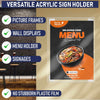 Acrylic Sign Holder with Hook and Loop Adhesive, 5 x 7 inches - Portrait or 7 x 5 inches - Landscape, Clear Wall Mount Frame, Perfect for home, office, store, restaurant (6 Pack)