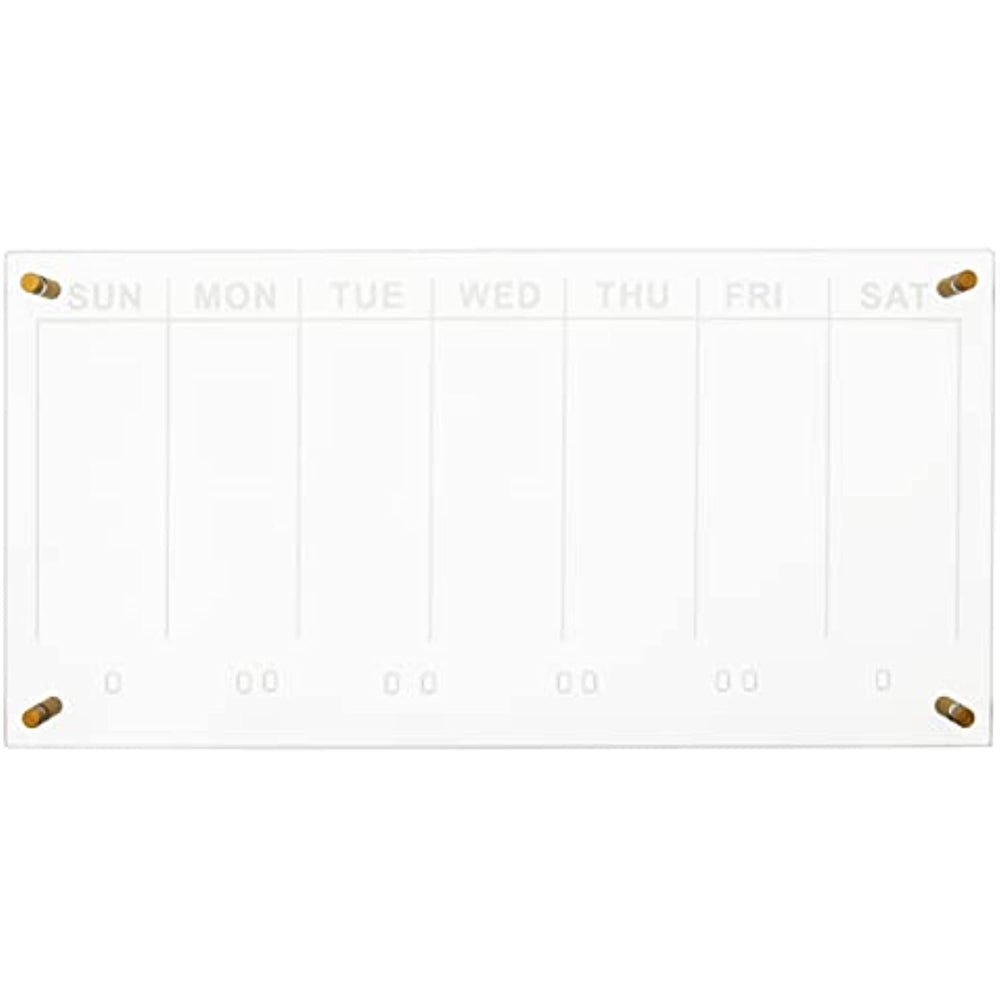 Acrylic Clear Calendar for Wall - 24" x 12" Weekly Wall Calendar, Dry Erase Board Includes Black White Dry Erase Markers, Eraser, Gold Hardware. Modern Wall Acrylic Calendar Planner (Weekly Calendar)