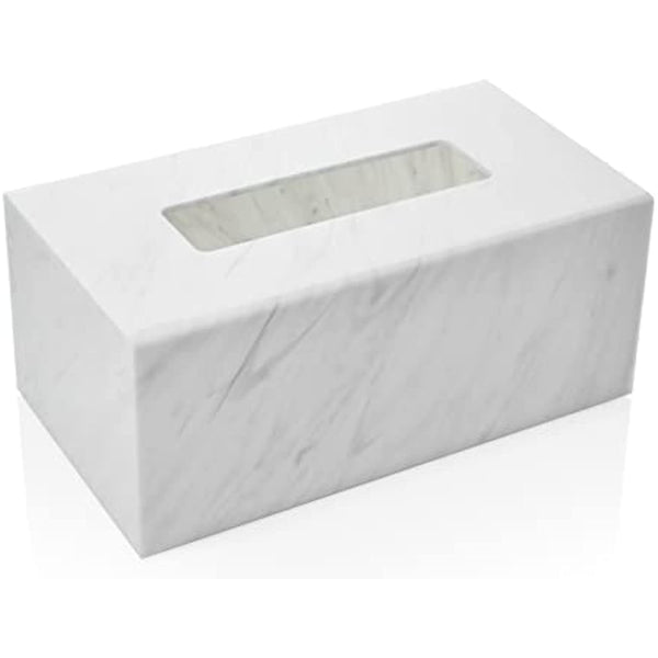 Acrylic Tissue Box Holder, Clear Tissue Box Dispenser for Facial Tissue, Napkins, Dryer Sheets. Perfect Cover for Bathroom, Desks, Countertops, Vanity, Bedroom, Night Stands (Rectangle, Marble)