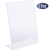 Slant Back Acrylic Sign Holder 8.5 x 11 Inches, Acrylic Stands for Display, Portrait Ad Frames, Flyer Holder, Menu Holder Paper Stand, Table Sign Holders for Home, Office, Store, Restaurant (6 Pack)