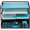 Mesh Office Organizer for Desk � Desk Organizer with 4 Tiers and Sliding Drawer for Storing Office Supplies, Files, Folders, Pens, Pencils. Black Desktop Organizers for Home or Office Storage (4 Tier)