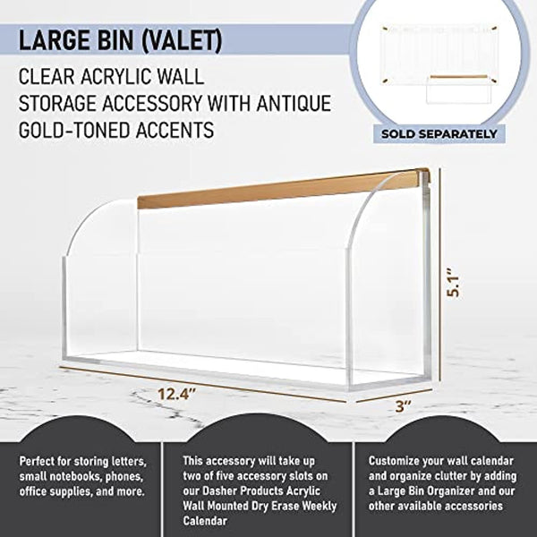Acrylic Storage Bin Accessory for Acrylic Clear Calendar for Wall, 12.4