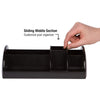 Desk Organizer with Sliding Middle Section, Home Accessories Organizer for Remote Control, Mobile Phone, Mail, Media, and More. Works as a Nightstand Organizer, Cell Phone Desk Caddy, Livingroom Decor