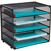 Desk Organizer Tray - Letter Tray in Black Metal Mesh for Organizing Files, Papers, Bills, Folders, Letters, Binders, and More. Desktop Paper Tray Rack for Home, Office, or School (5 Tier)