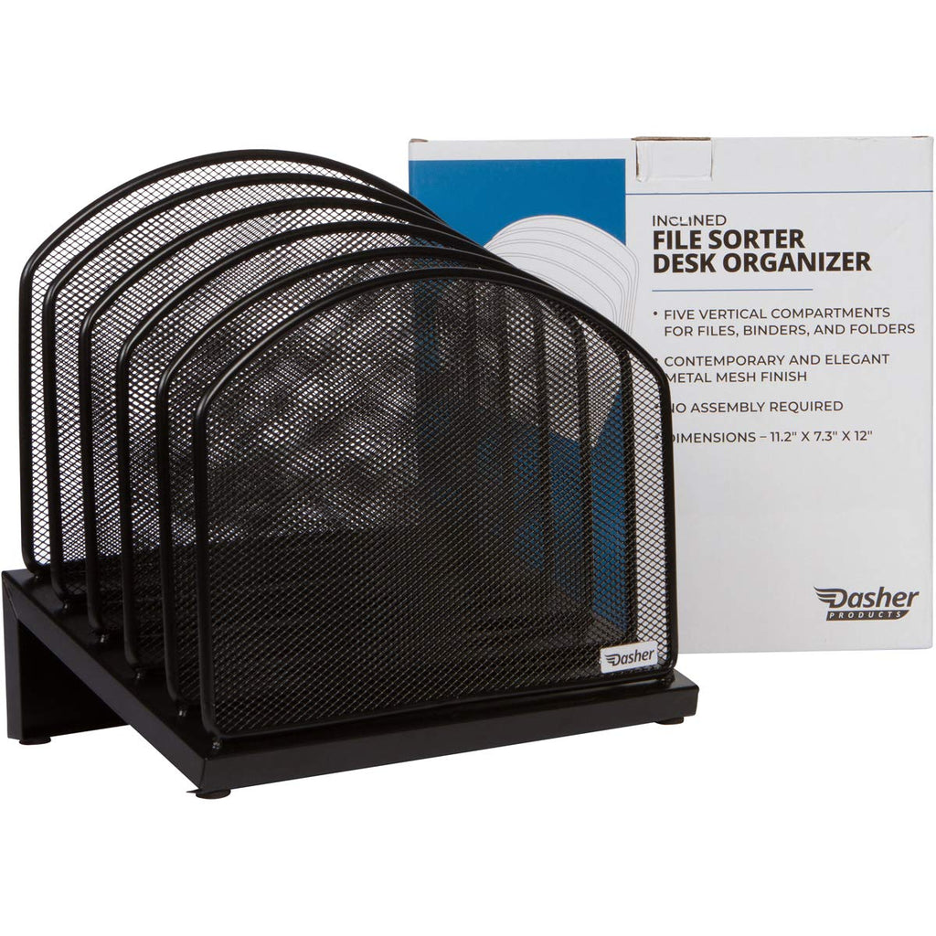 Dasher Products Inclined File Sorter Desk Organizer - File Rack with 5 ...