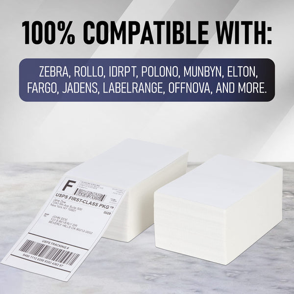 Thermal Shipping Labels 4x6, 500 Fan-Fold Perforated Labels Two Pack, Commercial Grade with Permanent Adhesive, Direct Thermal Printer Label Compatible with Zebra, Rollo, iDRPT, Polono, MUNBYN, Elton