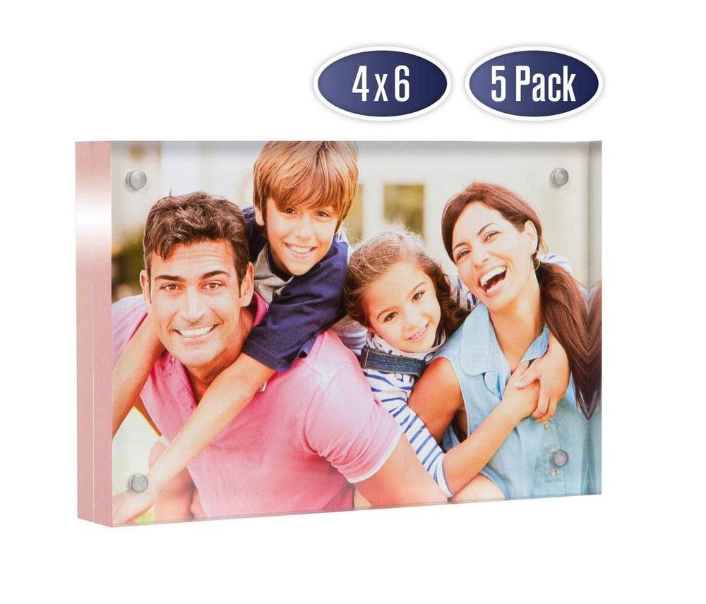 Acrylic Picture Frame 4x6 with Rose Gold Edges (5 Pack)