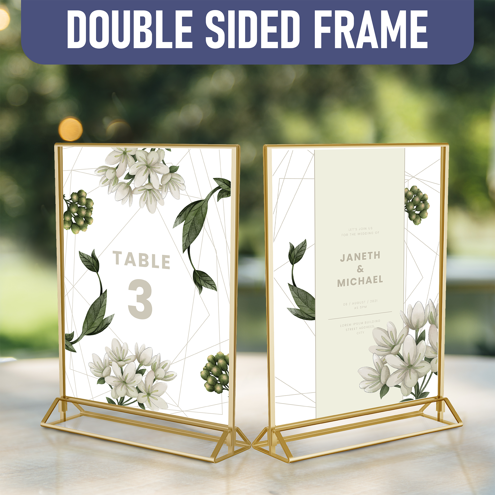 Wedding Table Top Frame Holds 5x7 Picture