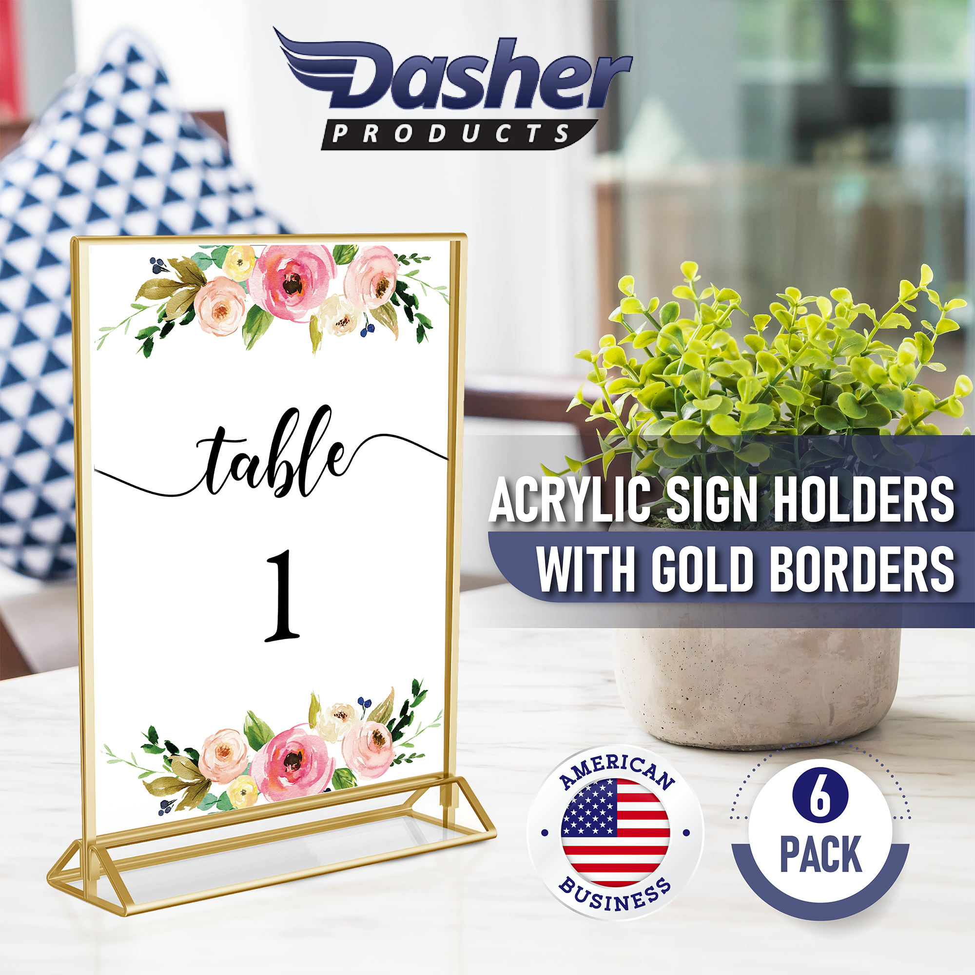 Gold table online sign holders